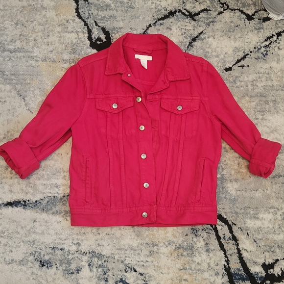H&M Red Jean Jacket sz Small - Picture 2 of 4